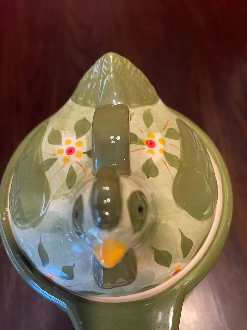 Temp-tations Old World Green Chicken Hen Mini Baker Canister Bowl with Lid